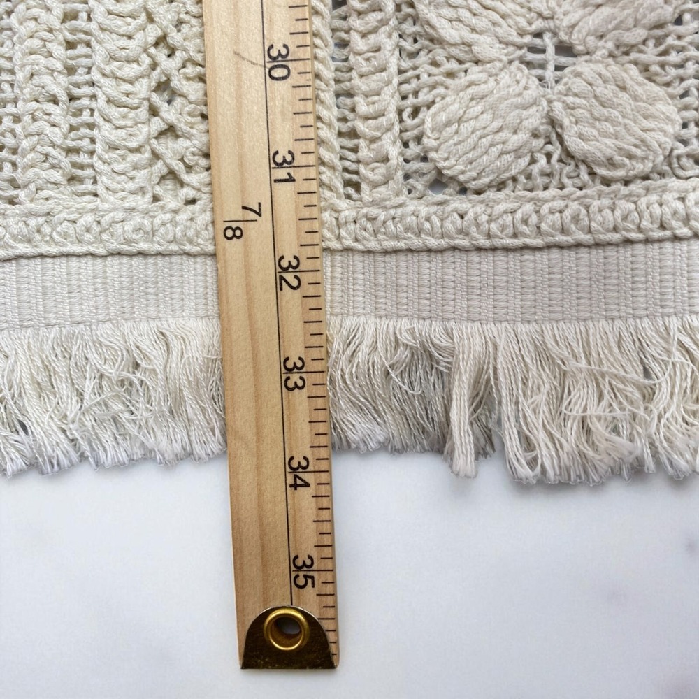 H&M Crochet-Look Tunic Dress Cream Fringe Size Large Summer Edition 2025 Boho - Picture 11 of 15